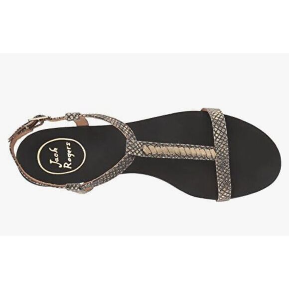 Jack Rogers Womens Cheney Metallic T Strap Sandals Gold Size 9 - Picture 3 of 11